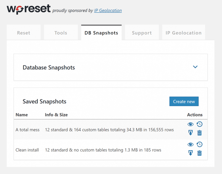 Creating a DB snapshot takes only a few seconds