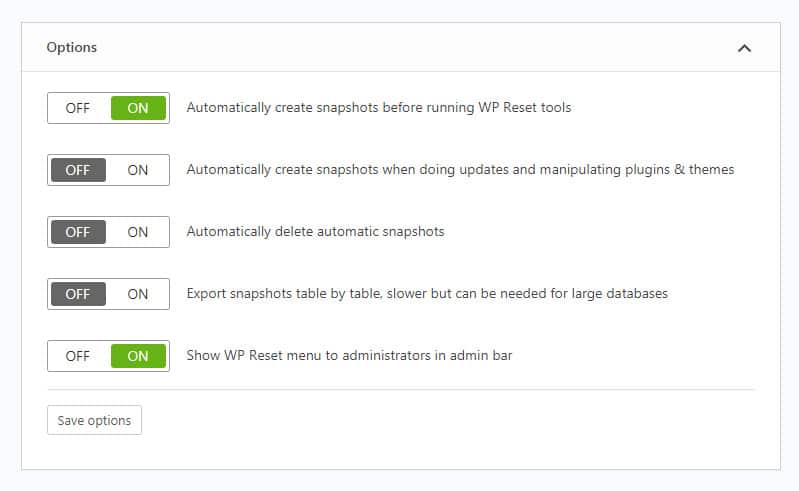 Automatic Snapshots settings