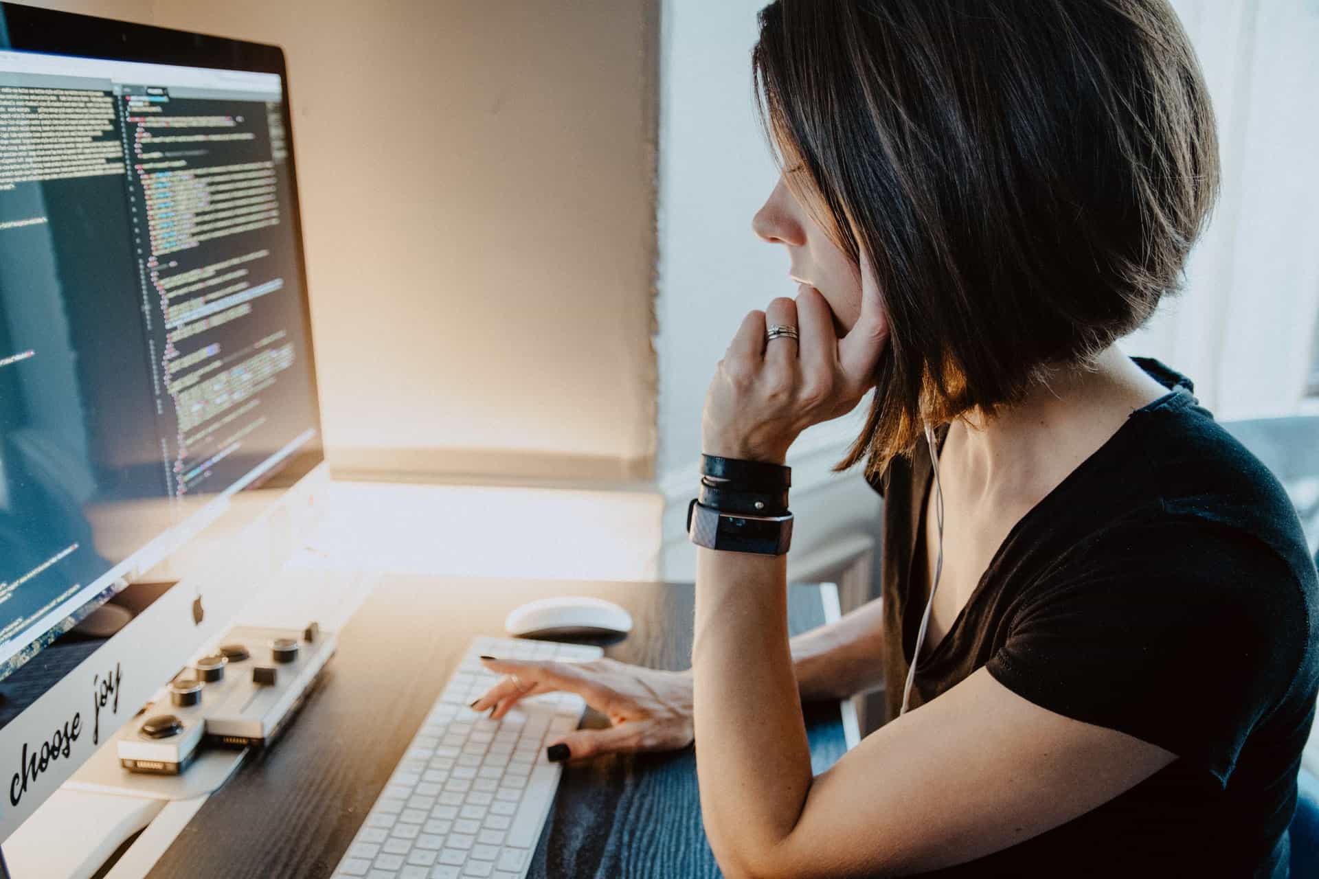 Woman working on website