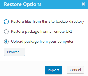 Restore options