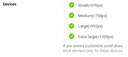 WP Sticky device settings