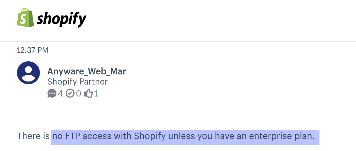 Comment of Shopify 