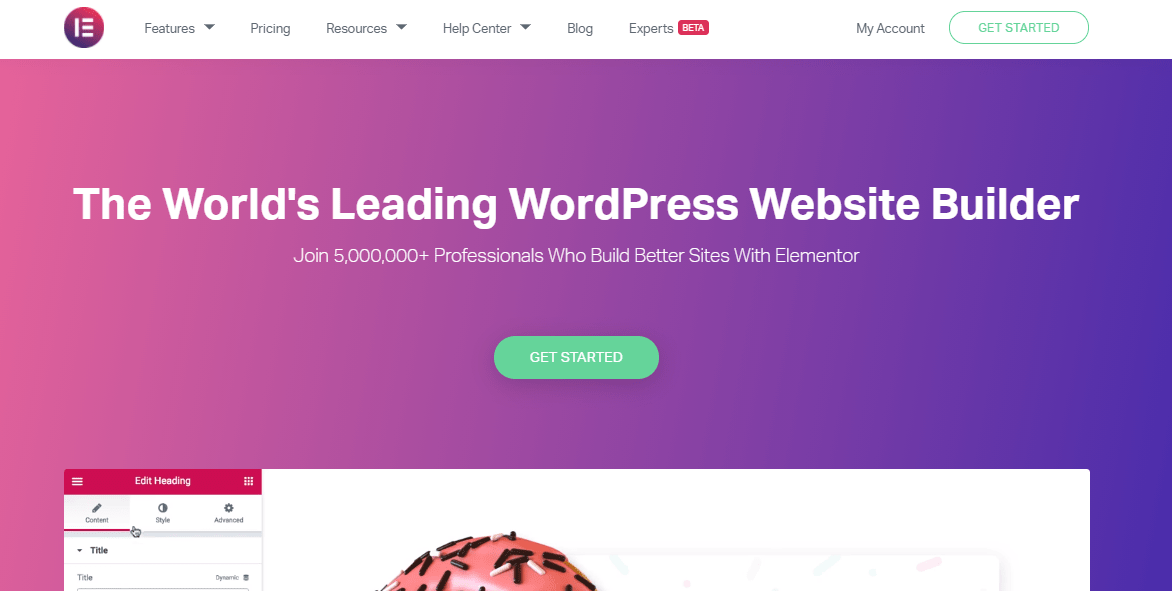 Elementor landing page