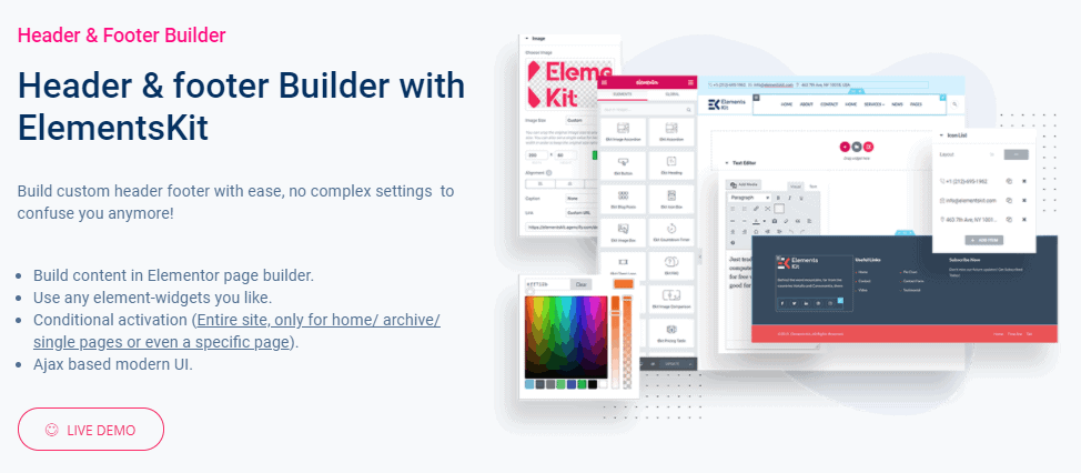 ElementsKit header and footer builder