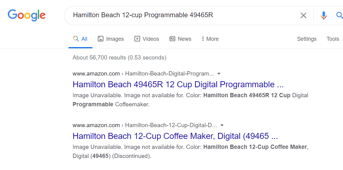 Hamilton beach 12-cup programmable 49465R Google search