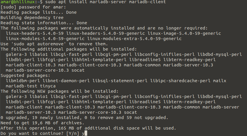 Installation of MariaDB client on Ubuntu Linux