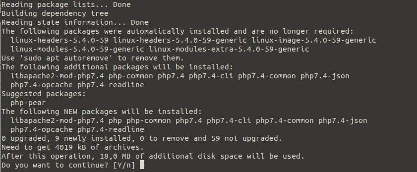 PHP installation in Ubuntu Linux 20.04