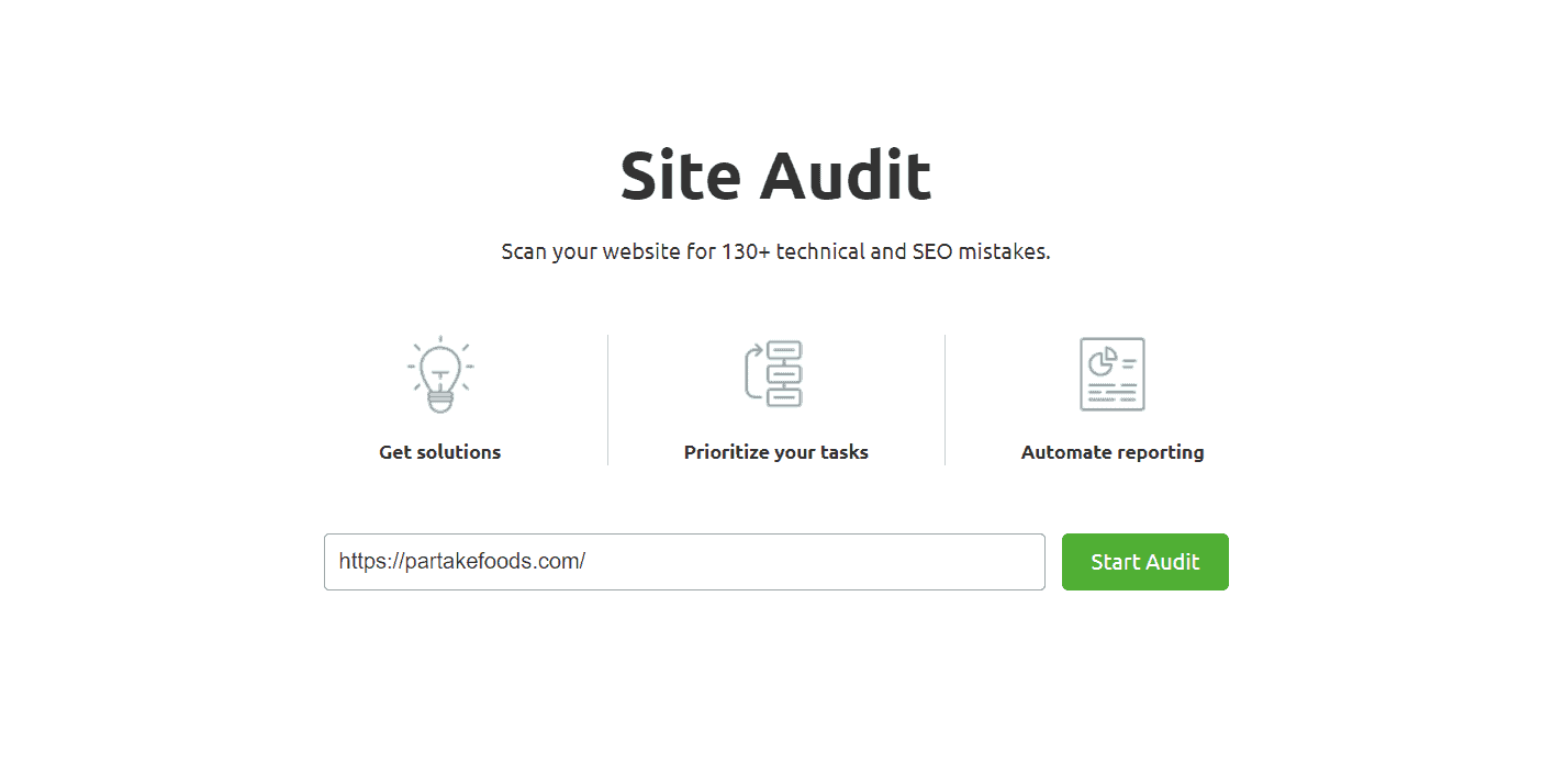SEMrush site audit 
