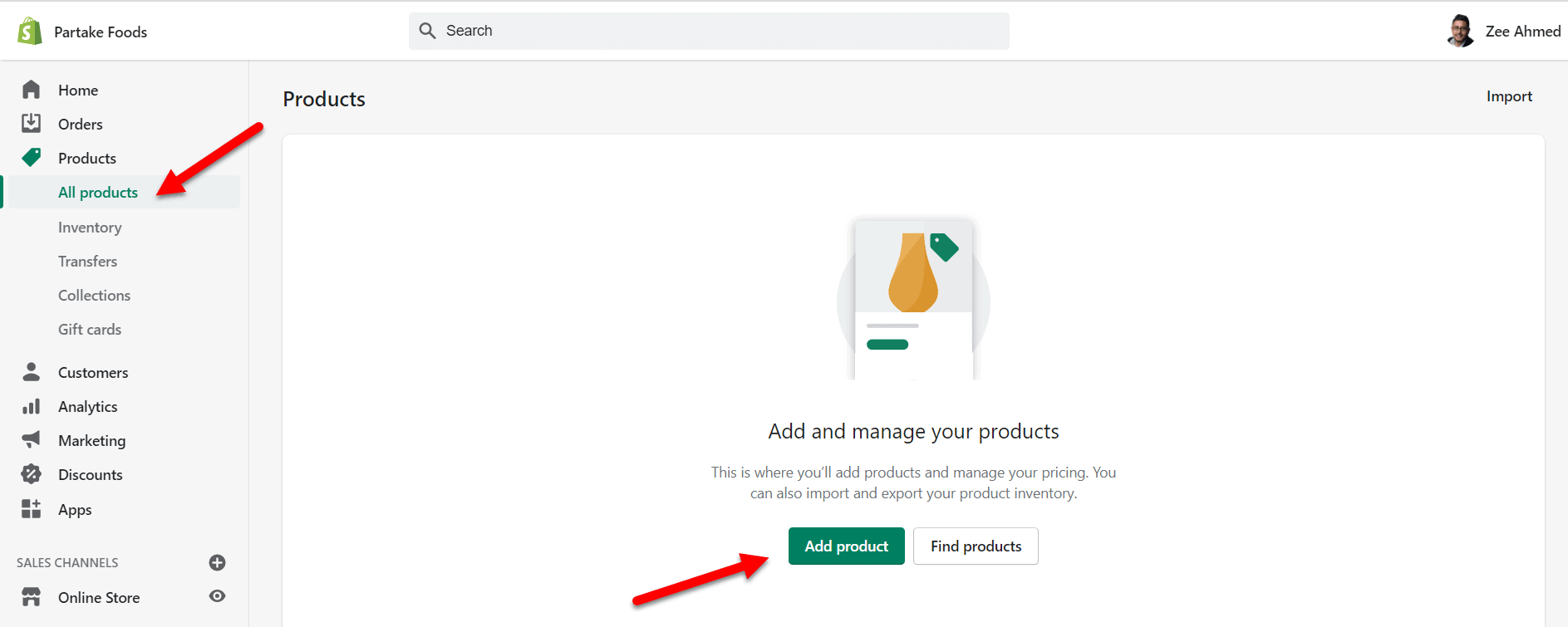 Shopify add product option