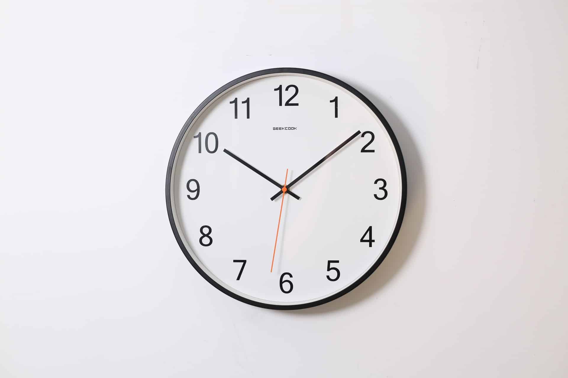 Clock on white wall