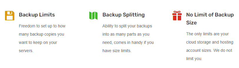 WPvivid backup features 