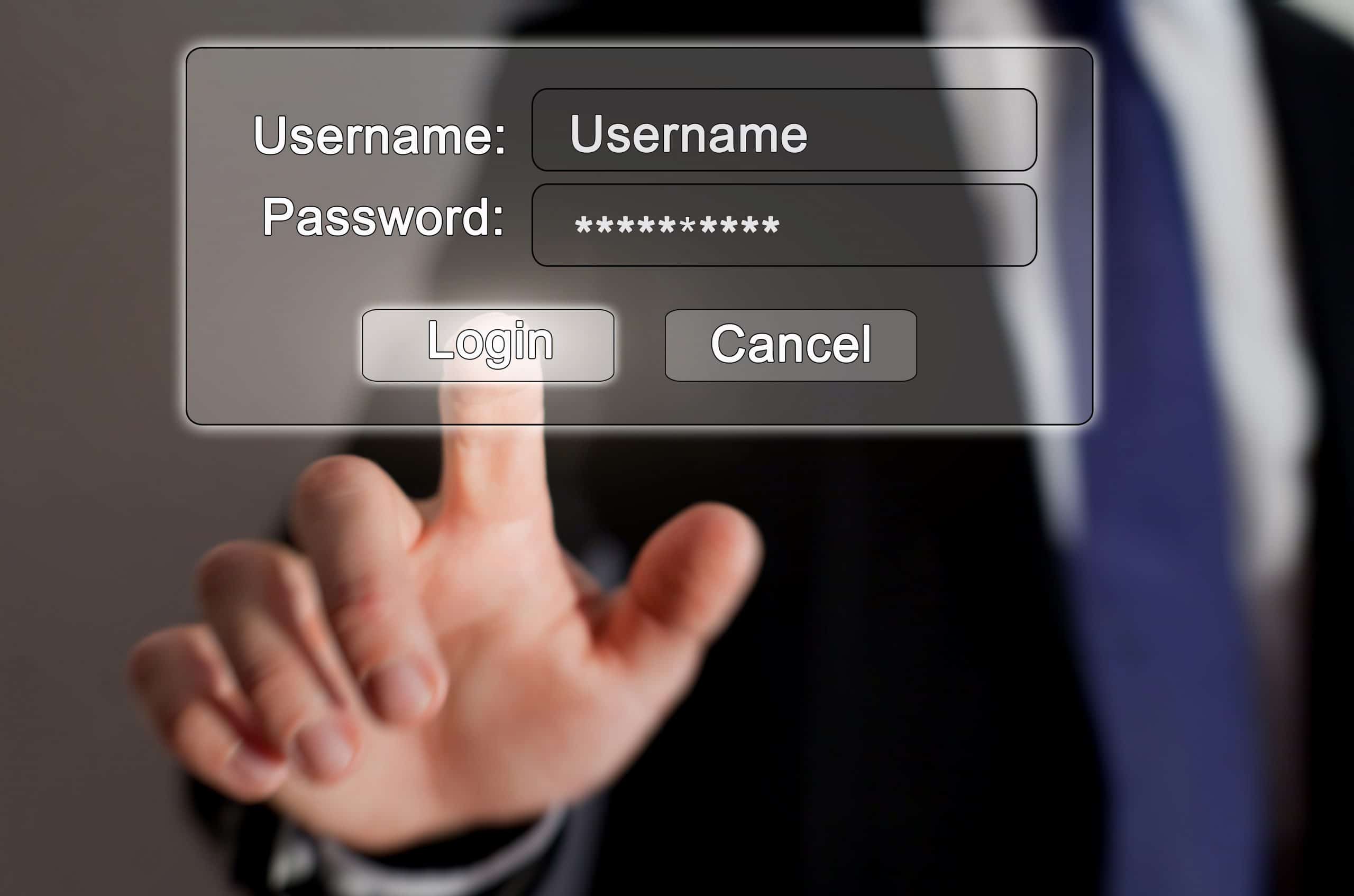 Man entering login info