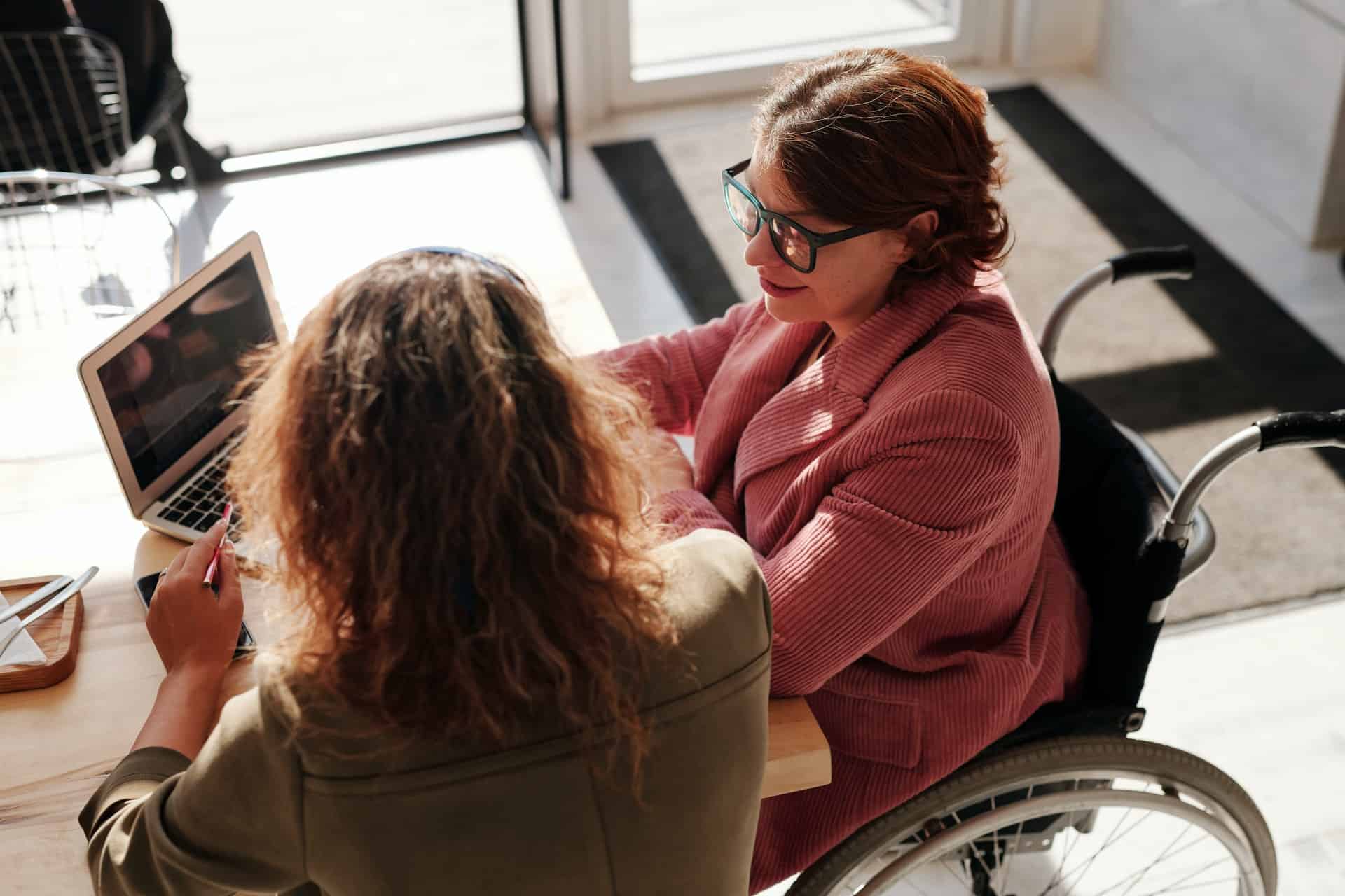 Disabled person using laptop