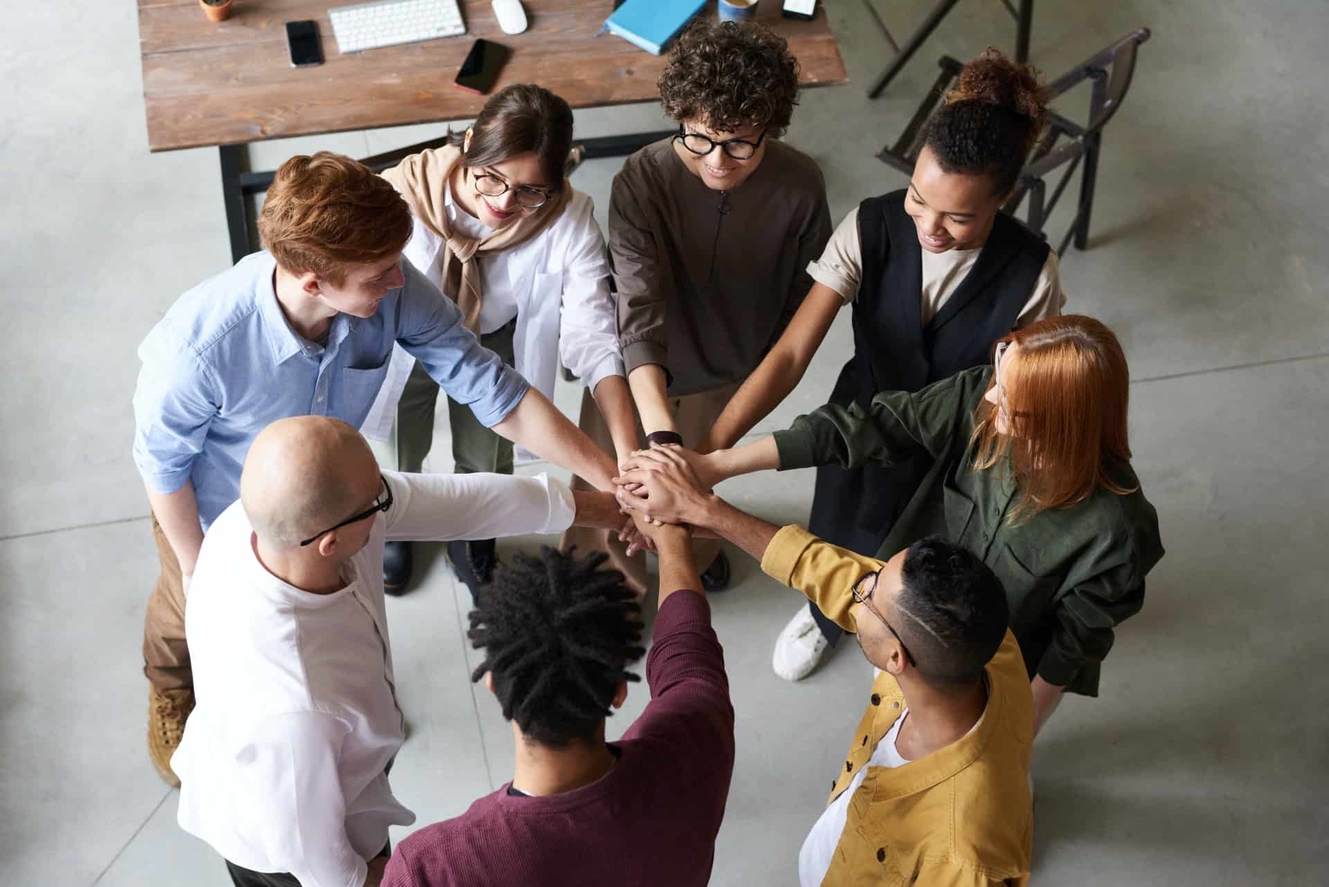 Team shaking hands