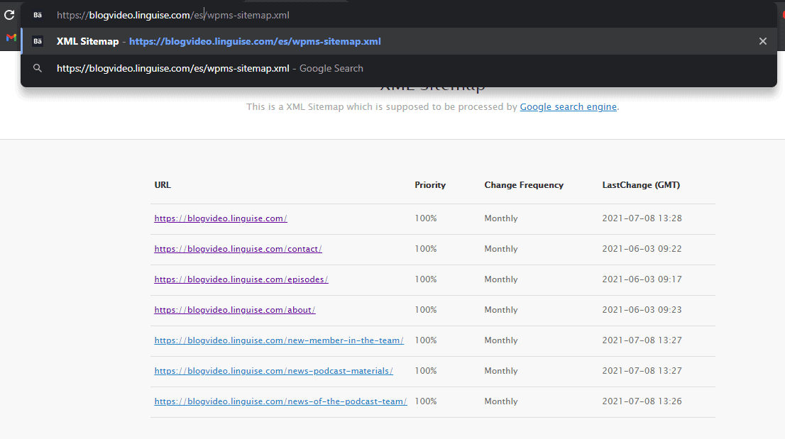 Translating website sitemap 2