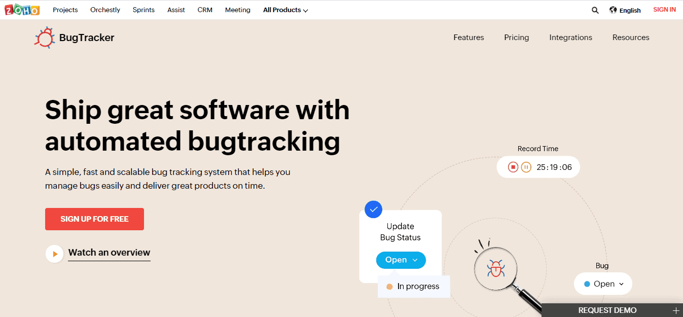 Zoho Bug Tracker