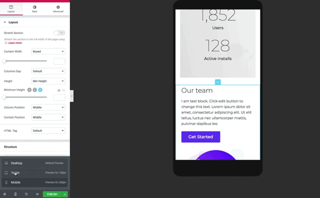 Elementor mobile view