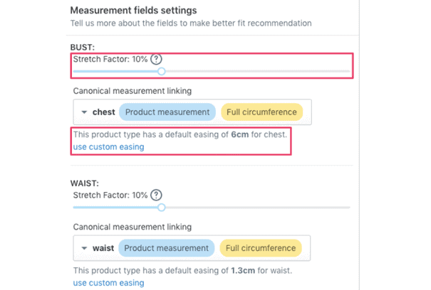 Kiwi Sizing measurement settings 