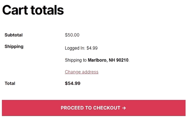 Cart totals with 1 shipping option