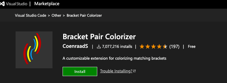 Bracket pair colorizer VSCode