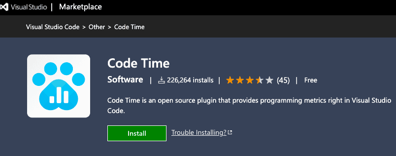VS Code extension Code Time
