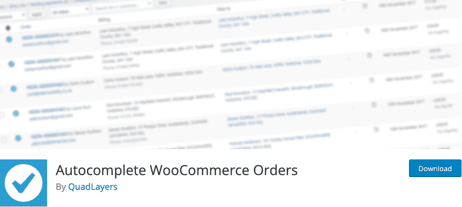 Autocomplete WooCommerce Orders