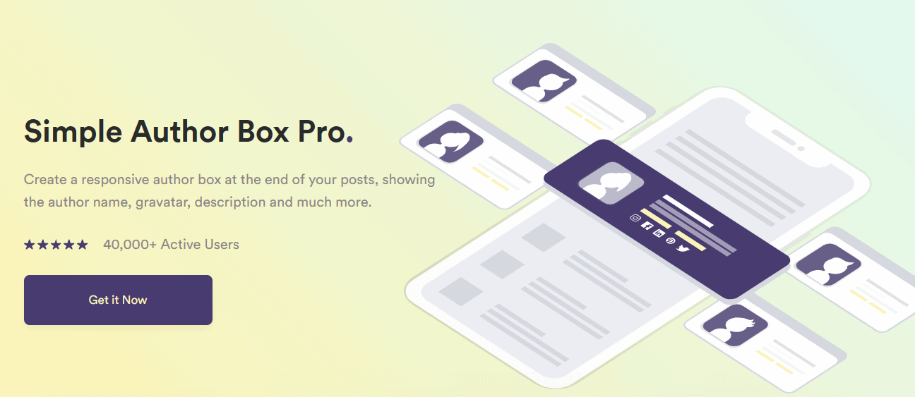 Landing page of Simple Author Box plugin