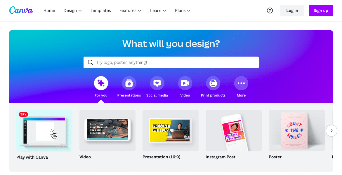 Canva landing page