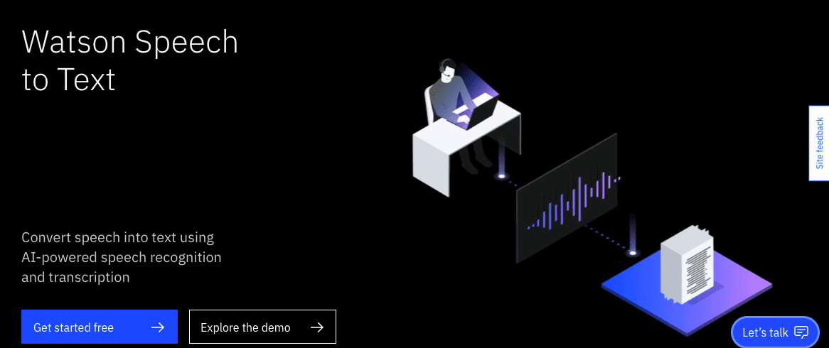 IBM Watson Speech to Text landing page