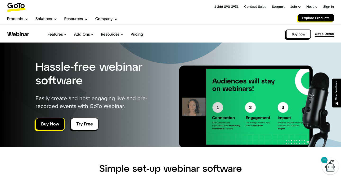 GoToWebinar landing page