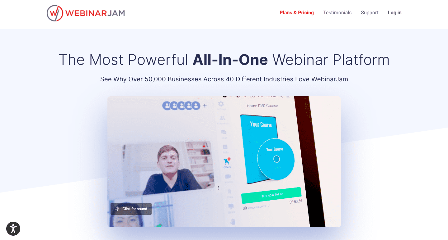 WebinarJam landing page