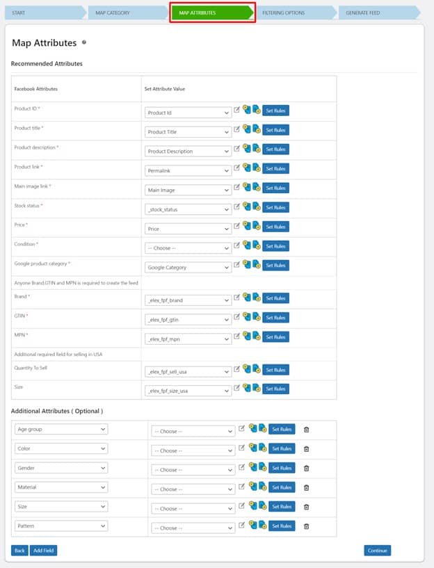 Map attributes